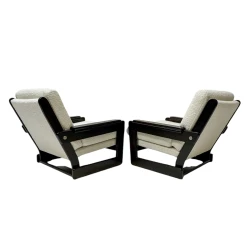 Mid-Century Modern Wenge Lounge Chairs with Bouclé Upholstery, 1970s